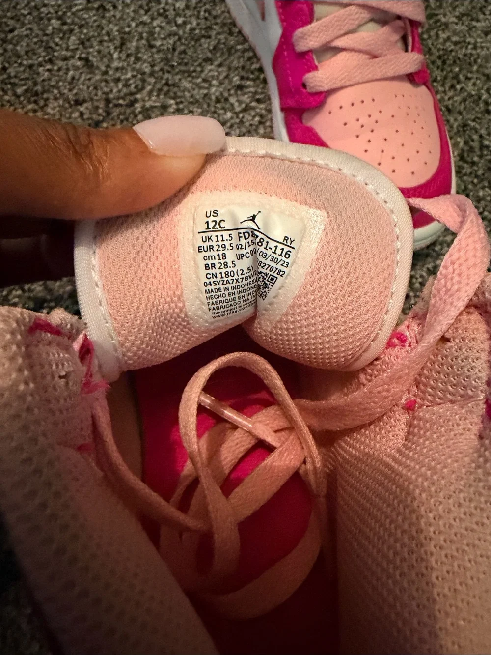 Nike Kids Air Jordan 1 Mid in Hot Pink, Light Pink, White
